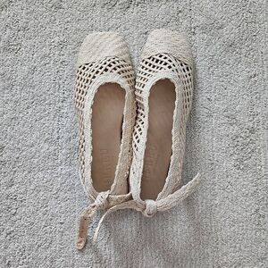 Hereu Loisa Woven Leather Slingback Sandal Size 38 in Cream